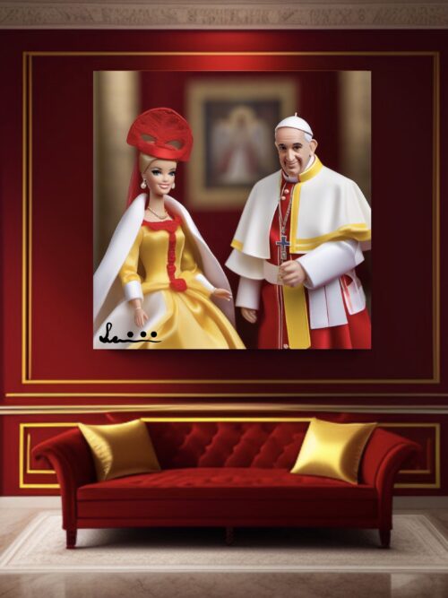 Papa Francesco e Barbie - Quadro stampa su tela