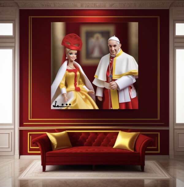 Papa Francesco e Barbie - Quadro stampa su tela